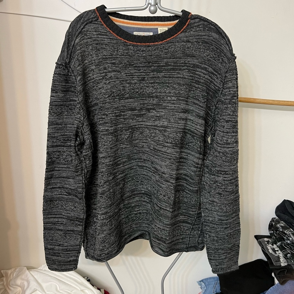 Carbon 2 cobalt Henley heavy ribbed cotton blend long sleeve sweater L